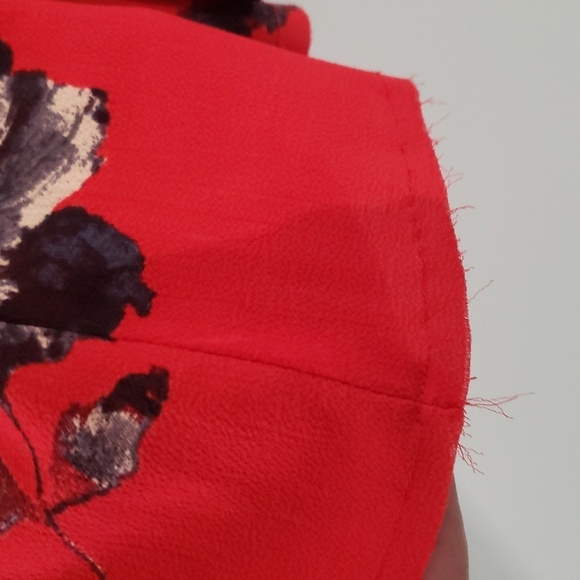 Free People Flutterby Dress 0 Red Floral Halter Fit And Flare Pockets Raw Hem - Picture 4 of 16